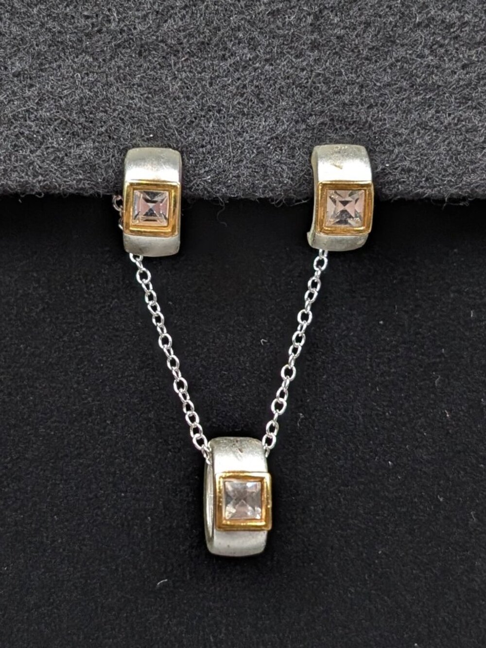 Dainty White Rectangular Rhinestone Demi Parure